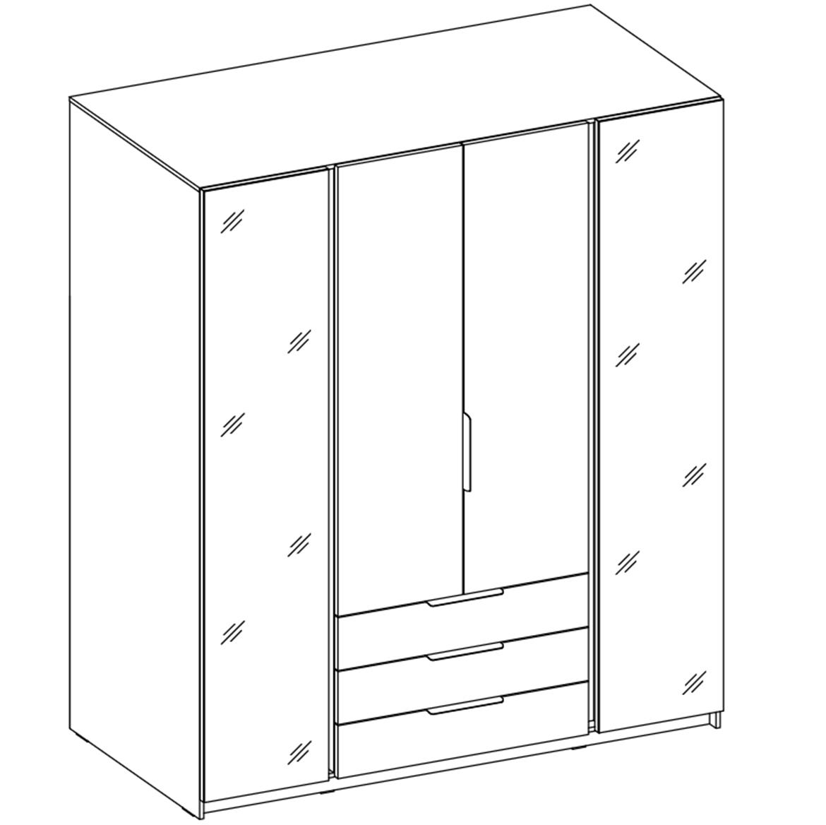 Kaja EV/BL 2 ormar 4 vrata/ogledalo+3 fioke 200x62x239 cm crni/hrast