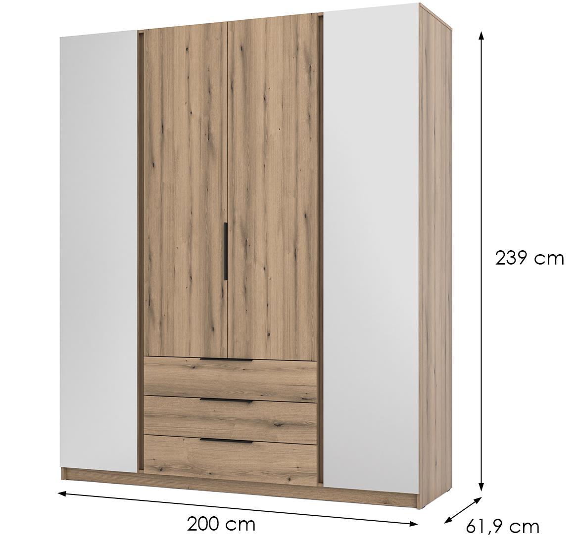 Kaja EV/EV 2 ormar 4 vrata/ogledalo+3 fioke 200x62x239 cm hrast