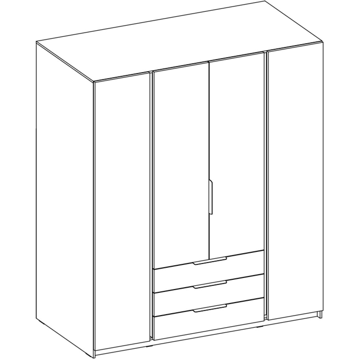 Kaja EV/BL ormar 4 vrata+3 fioke 200x62x239 cm crni/hrast