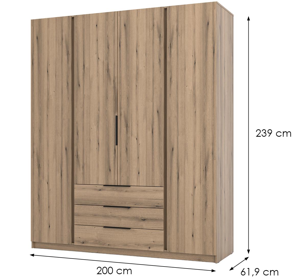 Kaja EV/EV ormar 4 vrata+3 fioke 200x62x239 cm hrast