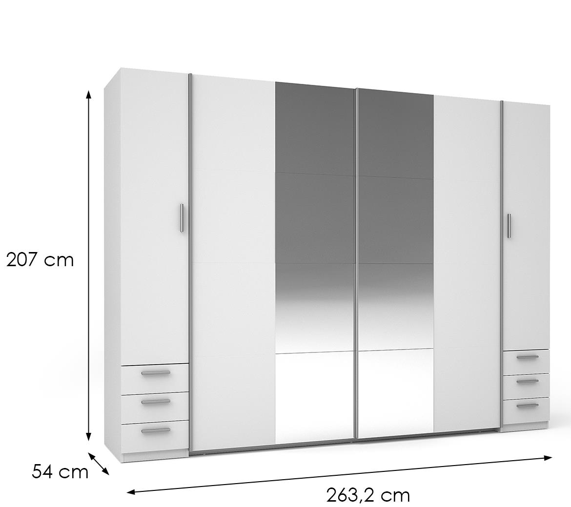 Store II21-B ormar 2+2 vrata/ogledalo+6 fioka 263,2x54x207 cm beli