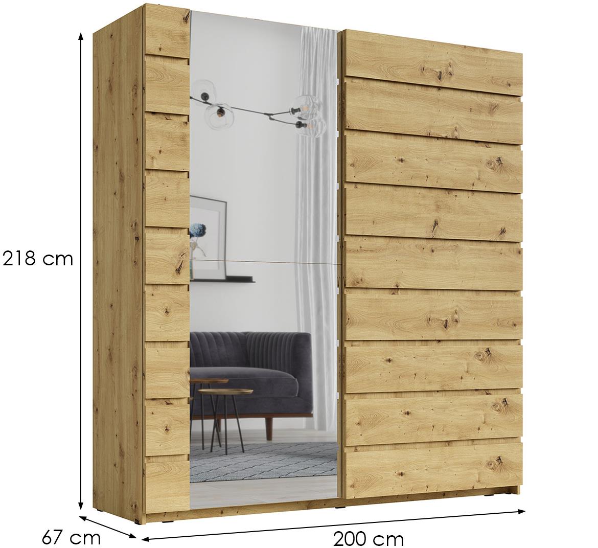 Miro 11 klizni ormar 2 vrata/ogledalo 200x67x218 cm natur (artisan hrast)