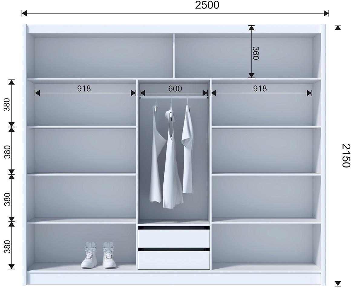 Ladder 250 klizni ormar 3 vrata/ogledalo 250x61x215 cm crni