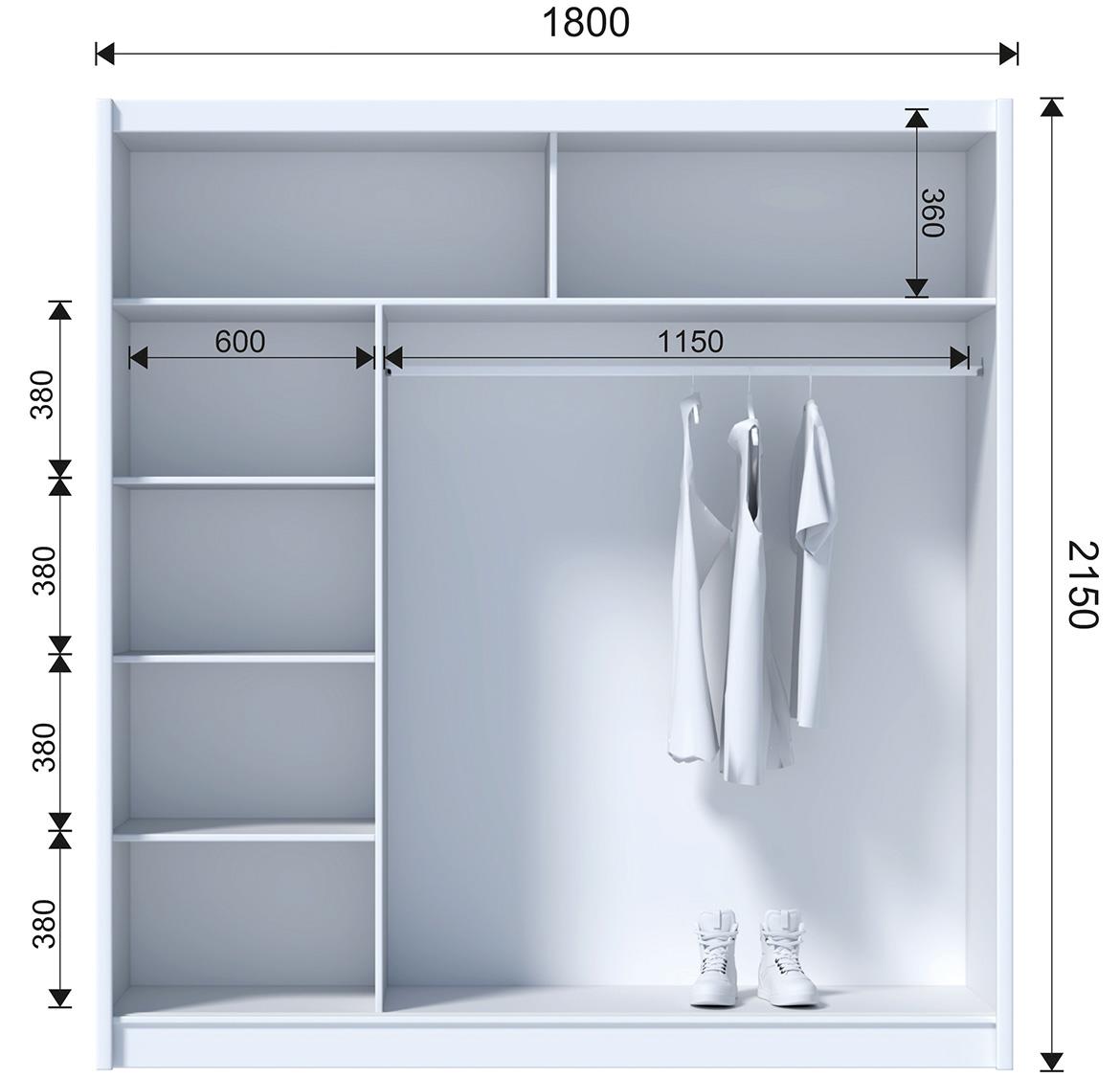 Madrid 180 klizni ormar 2 vrata/ogledalo 180x61x215 cm natur (sonoma ormar)