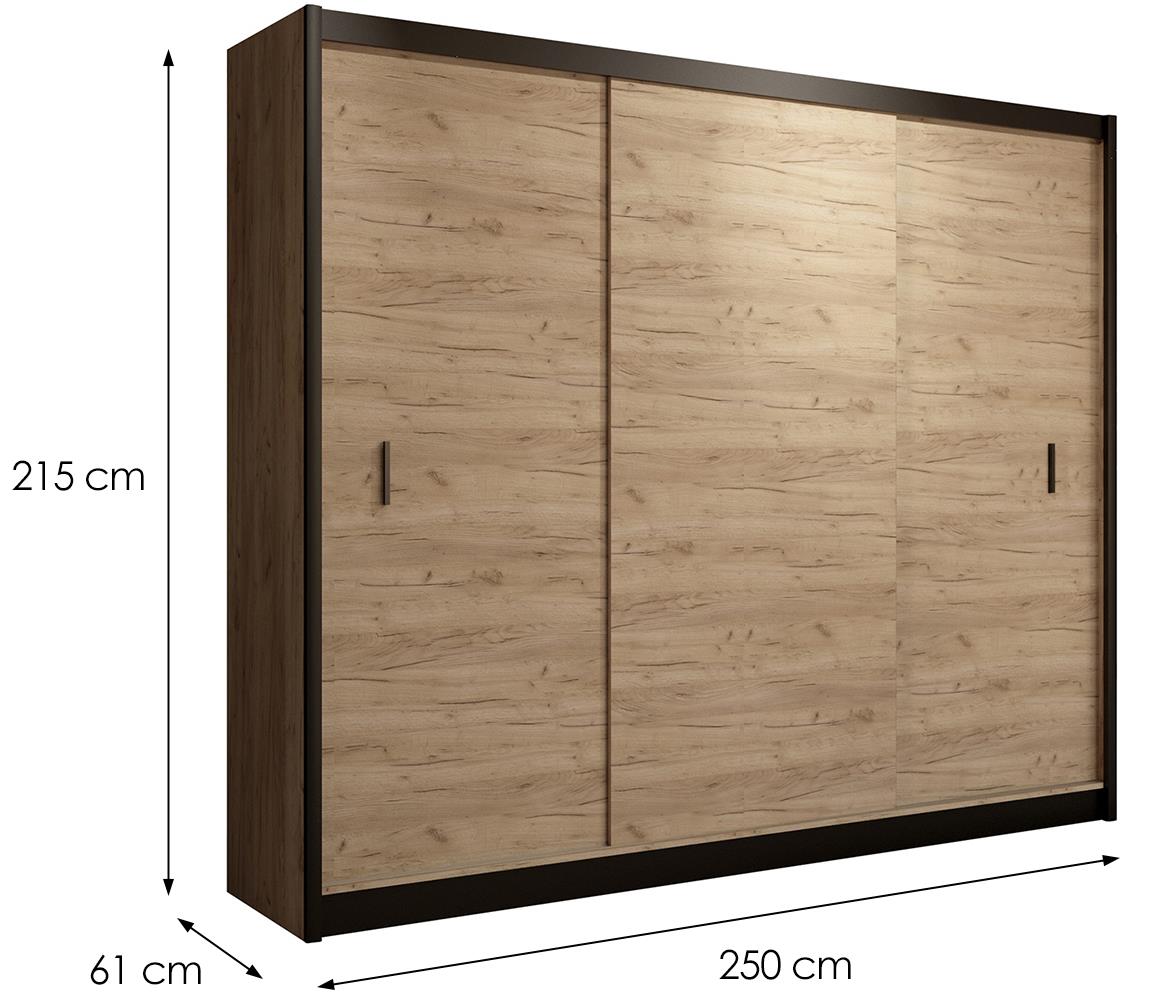 Multi 250 klizni ormar 3 vrata 250x61x215 cm hrast