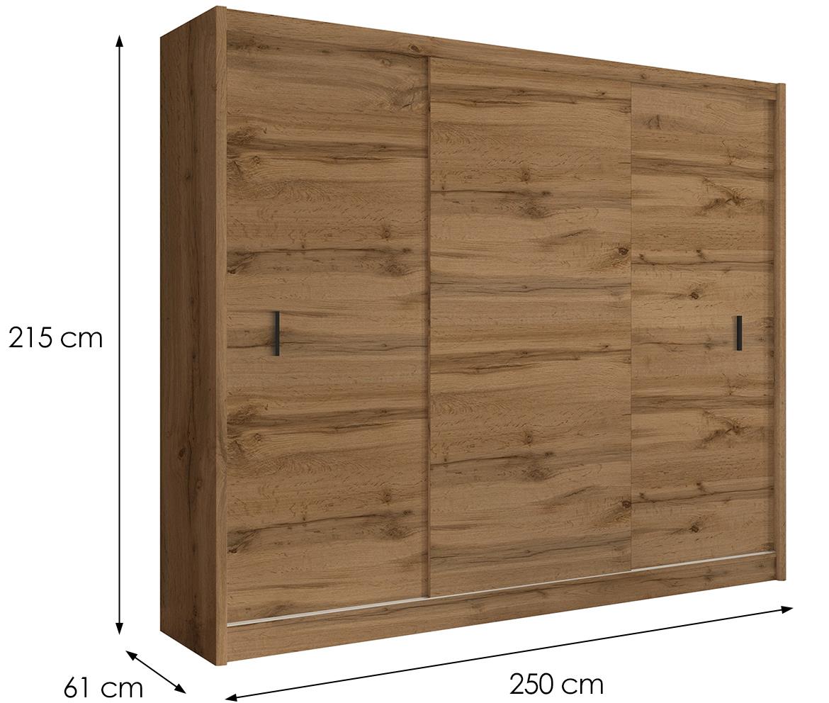 Multi 250 klizni ormar 3 vrata 250x61x215 cm natur (wotan hrast)