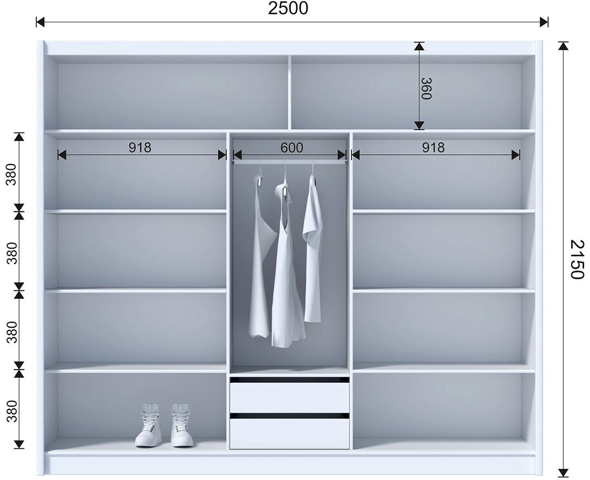 Multi 250 klizni ormar 3 vrata 250x61x215 cm natur (wotan hrast)