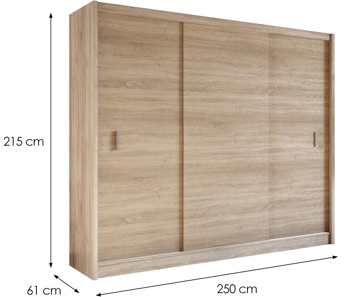 Multi 250 klizni ormar 3 vrata 250x61x215 cm natur (sonoma hrast)