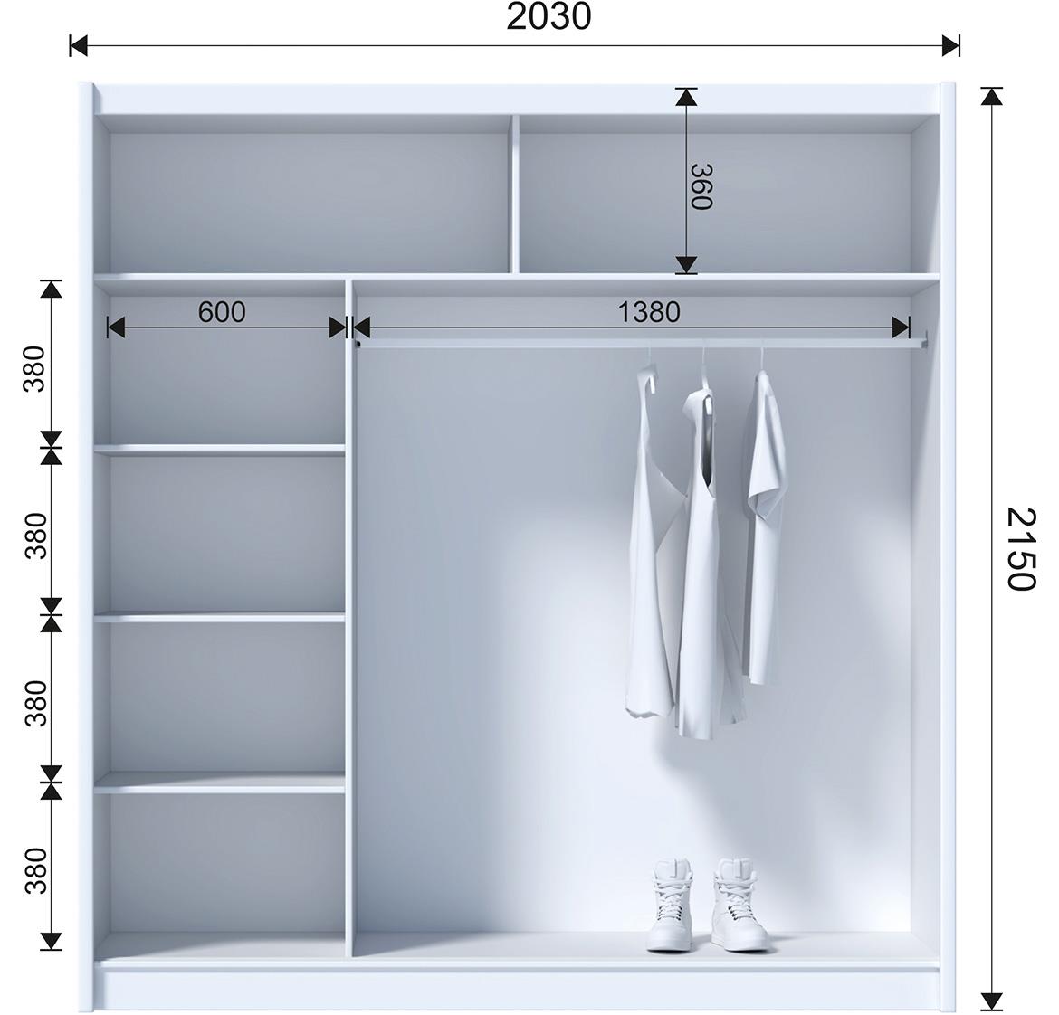 Multi 203 klizni ormar 2 vrata 203x61x215 cm hrast