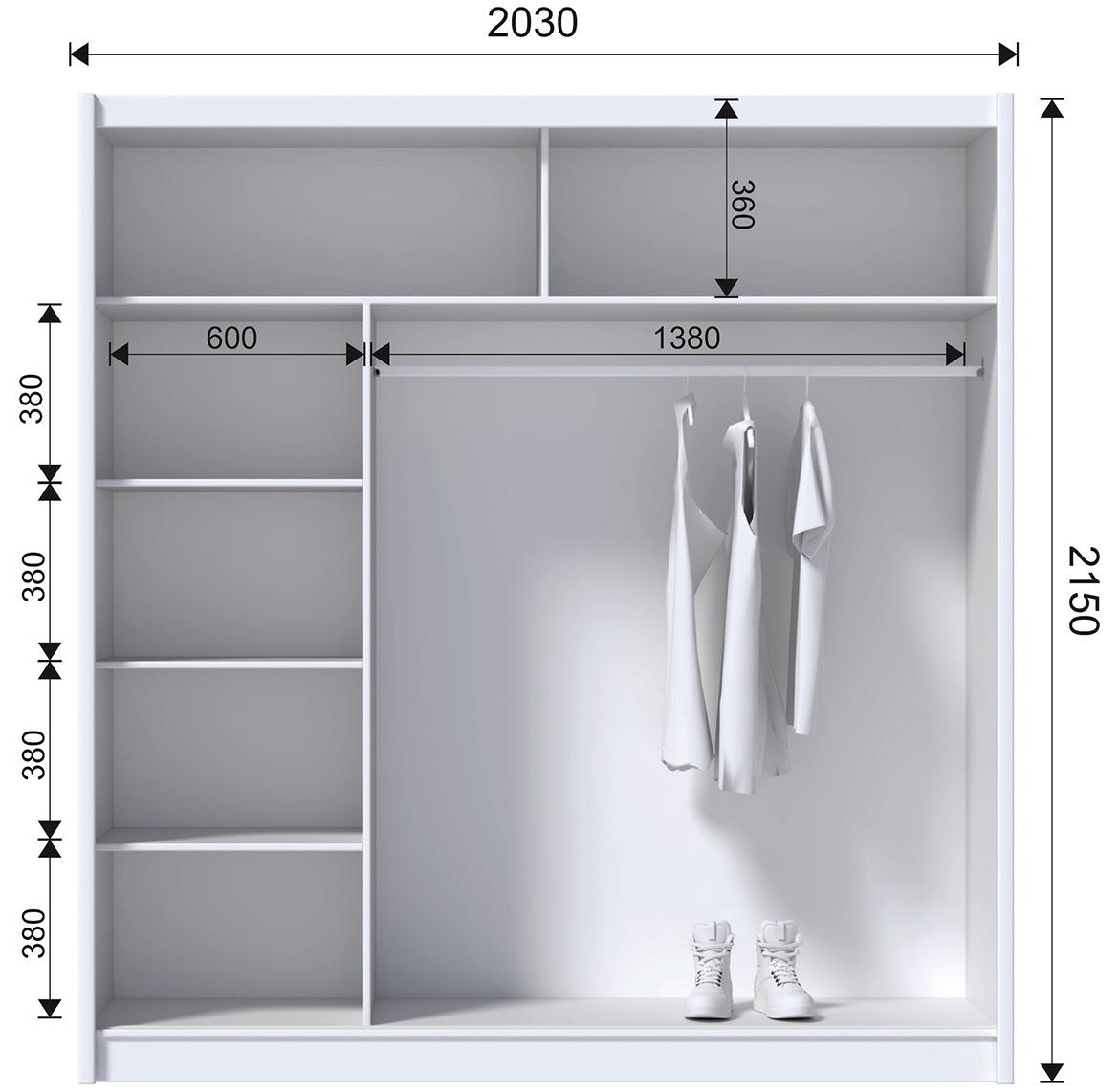 Multi 203 klizni ormar 2 vrata 203x61x215 cm beli