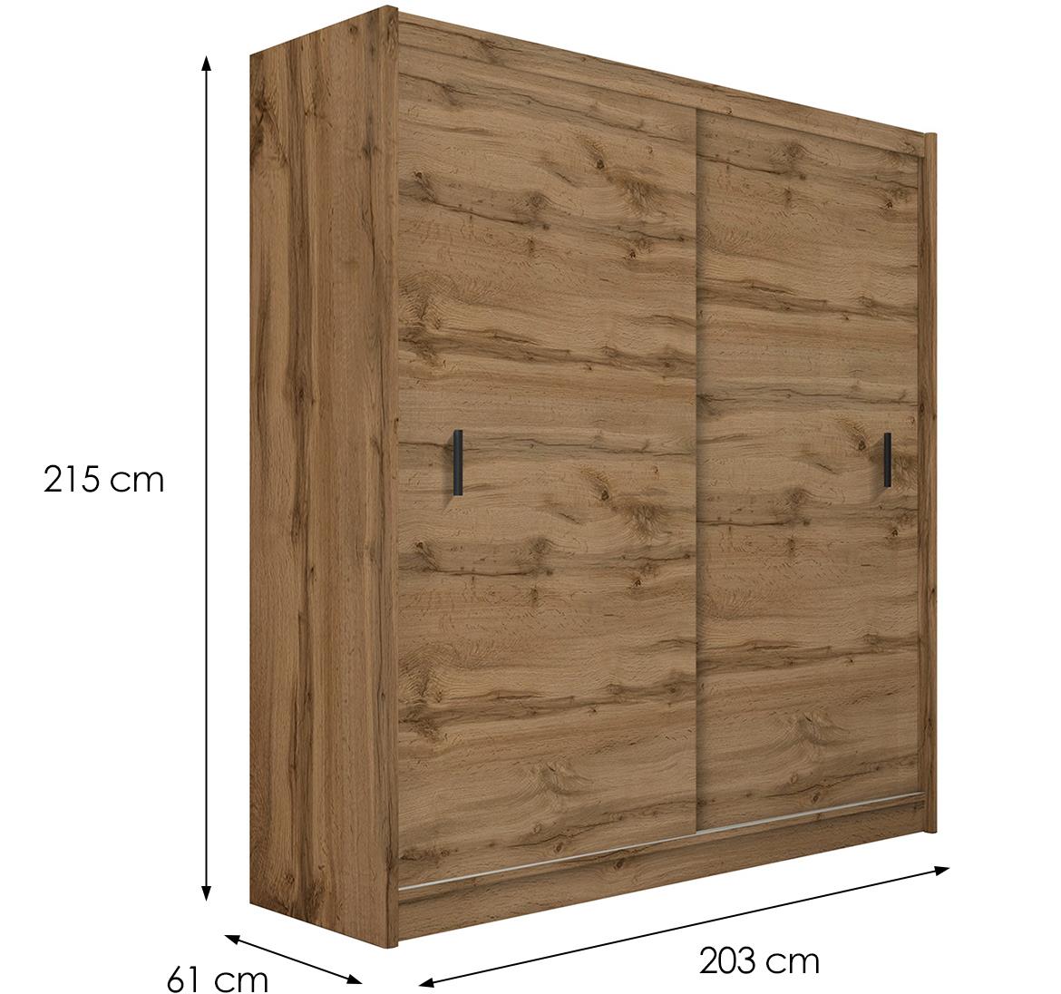 Multi 203 klizni ormar 2 vrata 203x61x215 cm natur (wotan hrast)