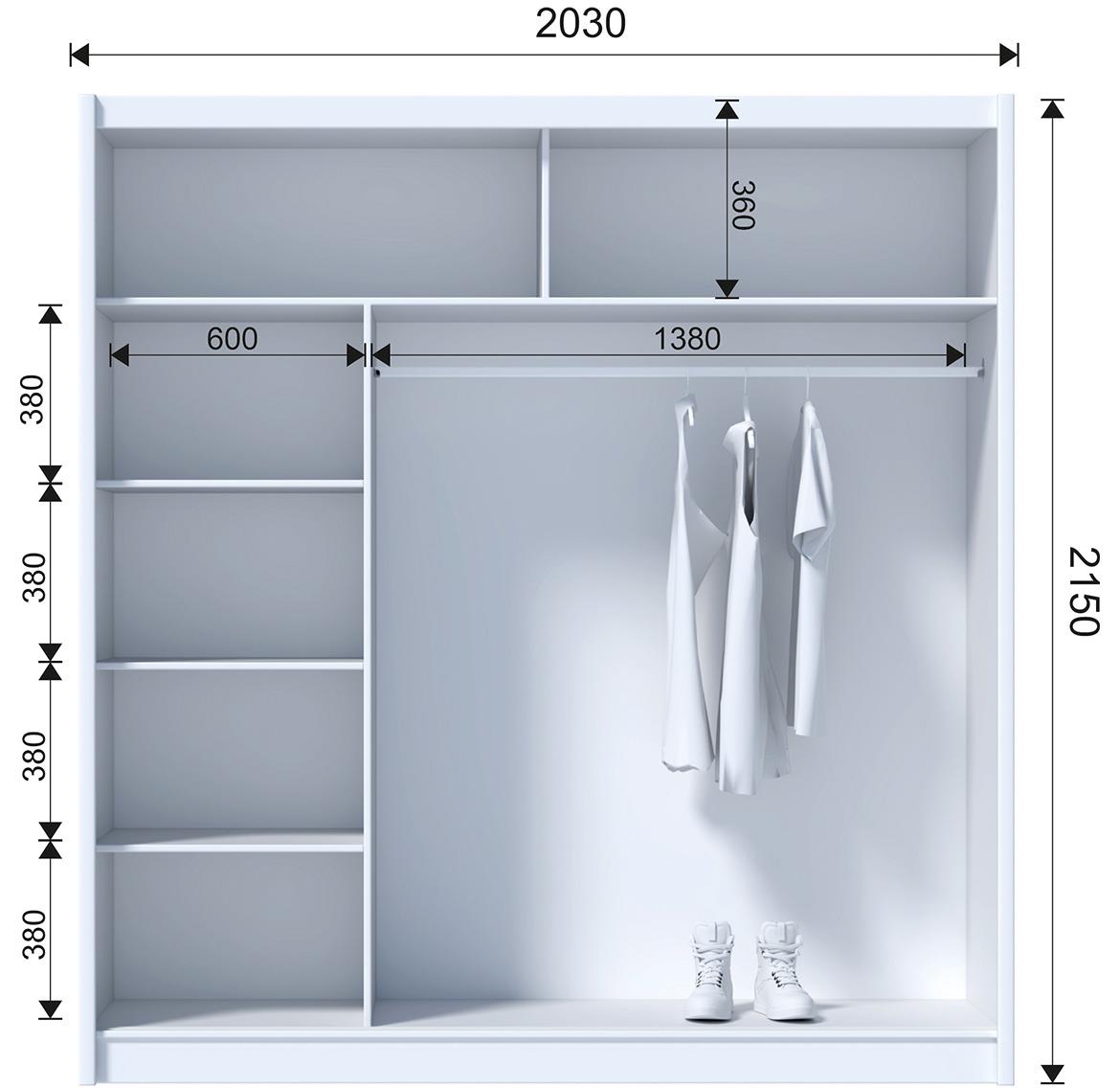 Multi 203 klizni ormar 2 vrata 203x61x215 cm natur (wotan hrast)