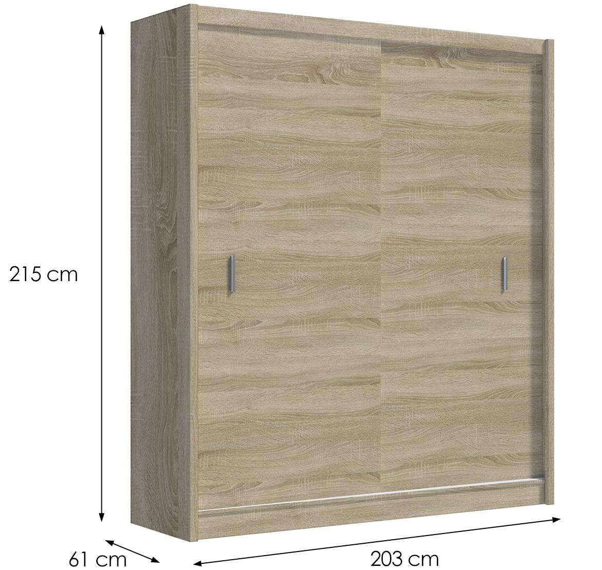 Multi 203 klizni ormar 2 vrata 203x61x215 cm natur (sonoma hrast)