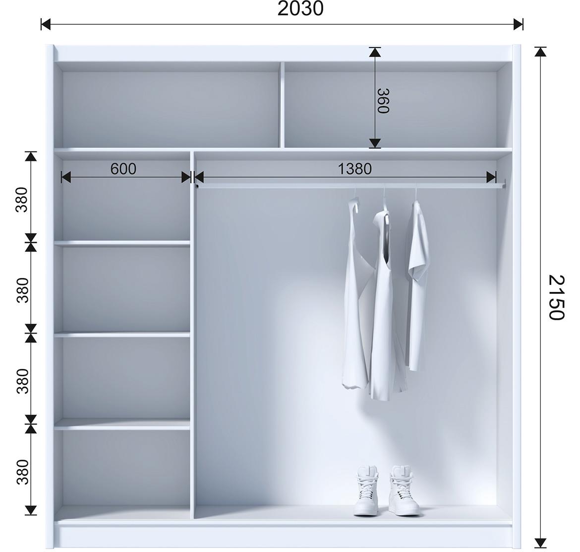 Multi 203 klizni ormar 2 vrata 203x61x215 cm natur (sonoma hrast)