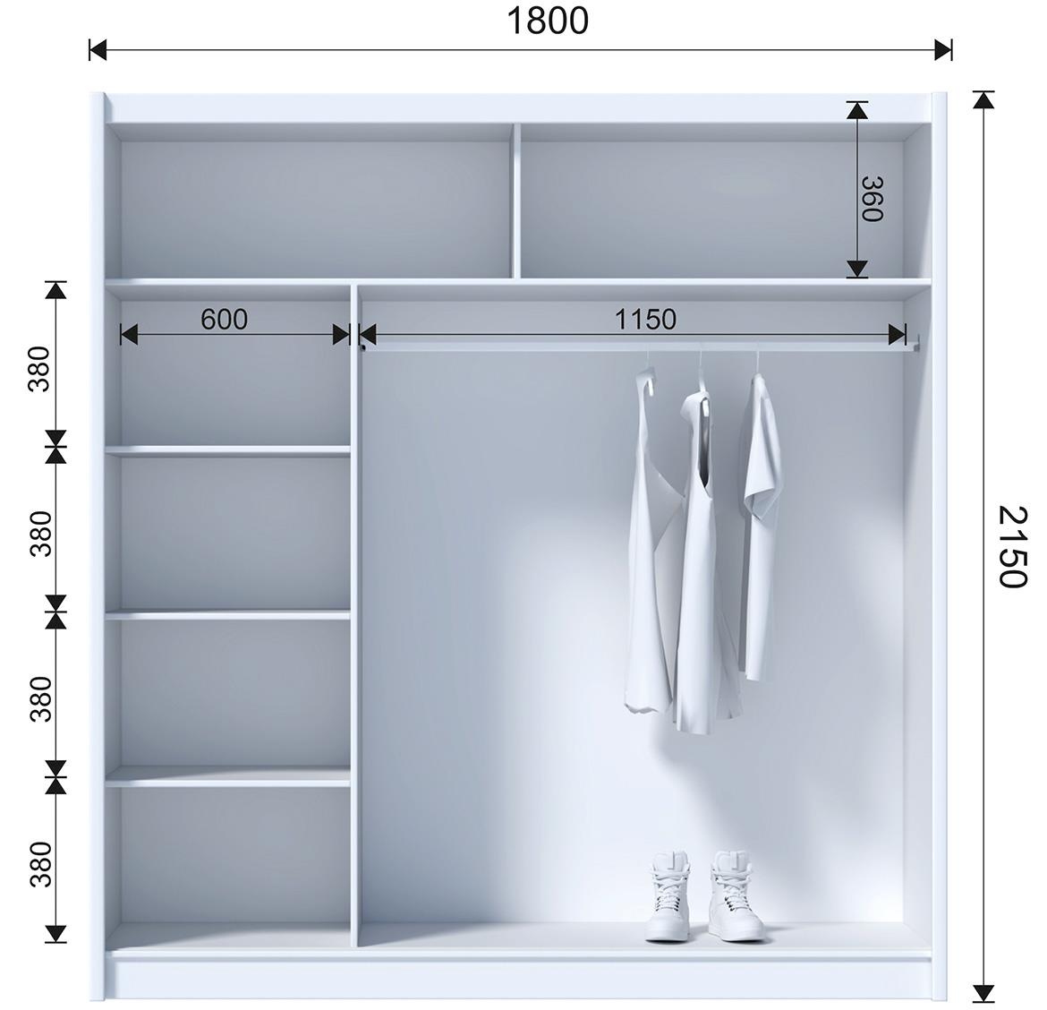 Multi 180 klizni ormar 2 vrata 180x61x215 cm natur (wotan hrast)