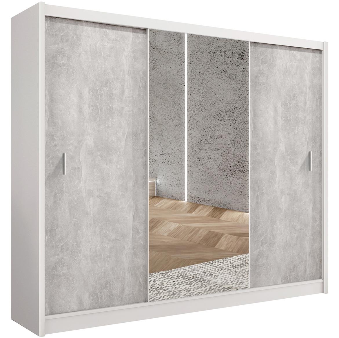 Stone 250 klizni ormar 3 vrata 250x61x215 cm belo/sivi