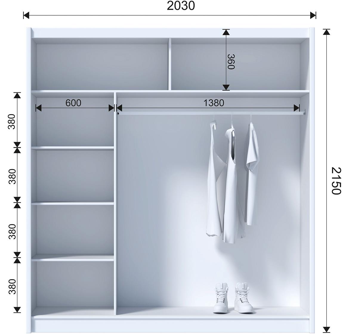 Solo 203 klizni ormar 2 vrata/ogledalo 203x61x215 cm natur (sonoma hrast)