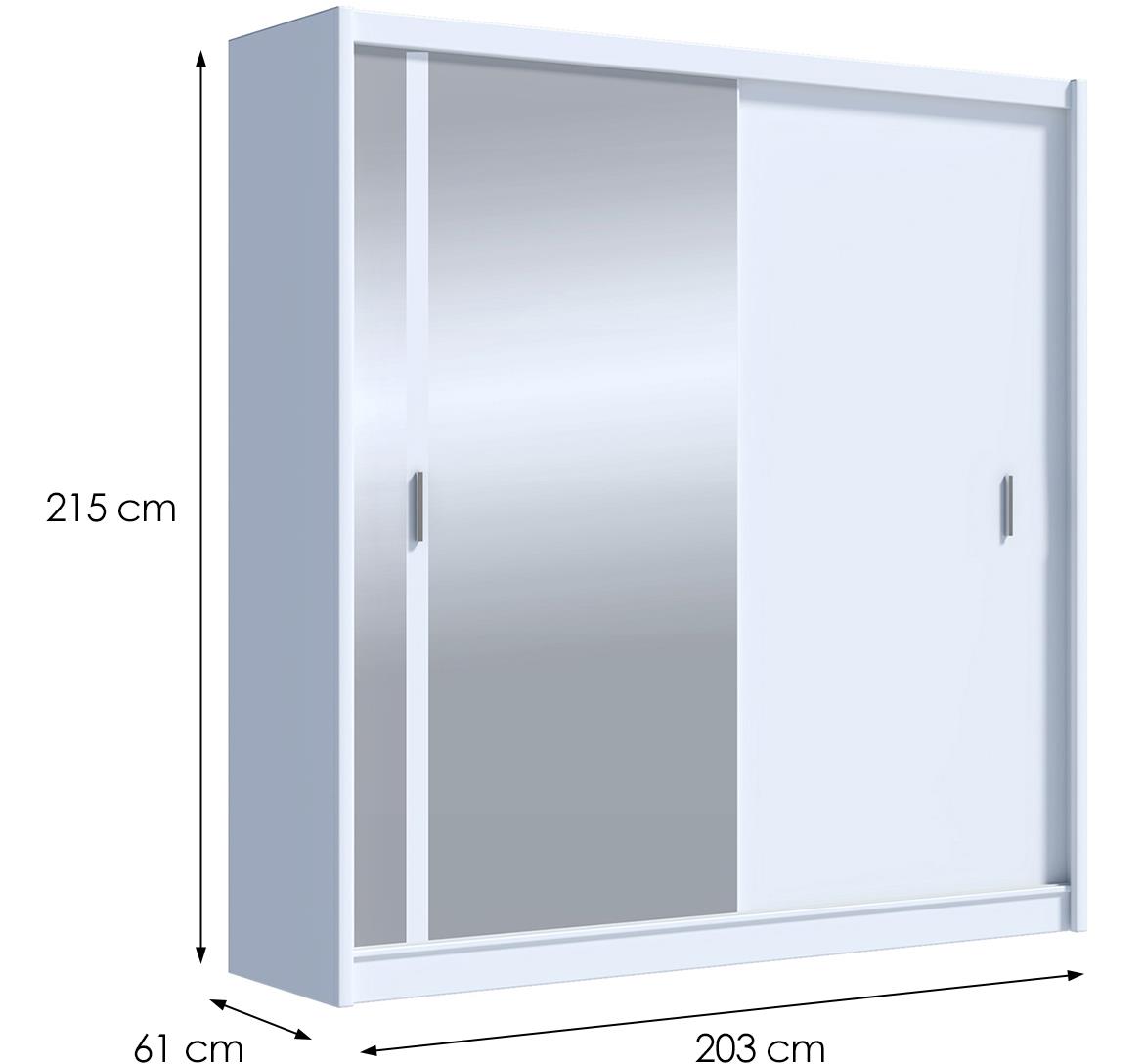 Solo 203 klizni ormar 2 vrata/ogledalo 203x61x215 cm beli