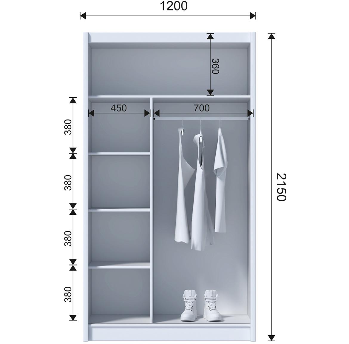 Solo 120 klizni ormar 2 vrata/ogledalo 120x61x215 cm natur (sonoma hrast)