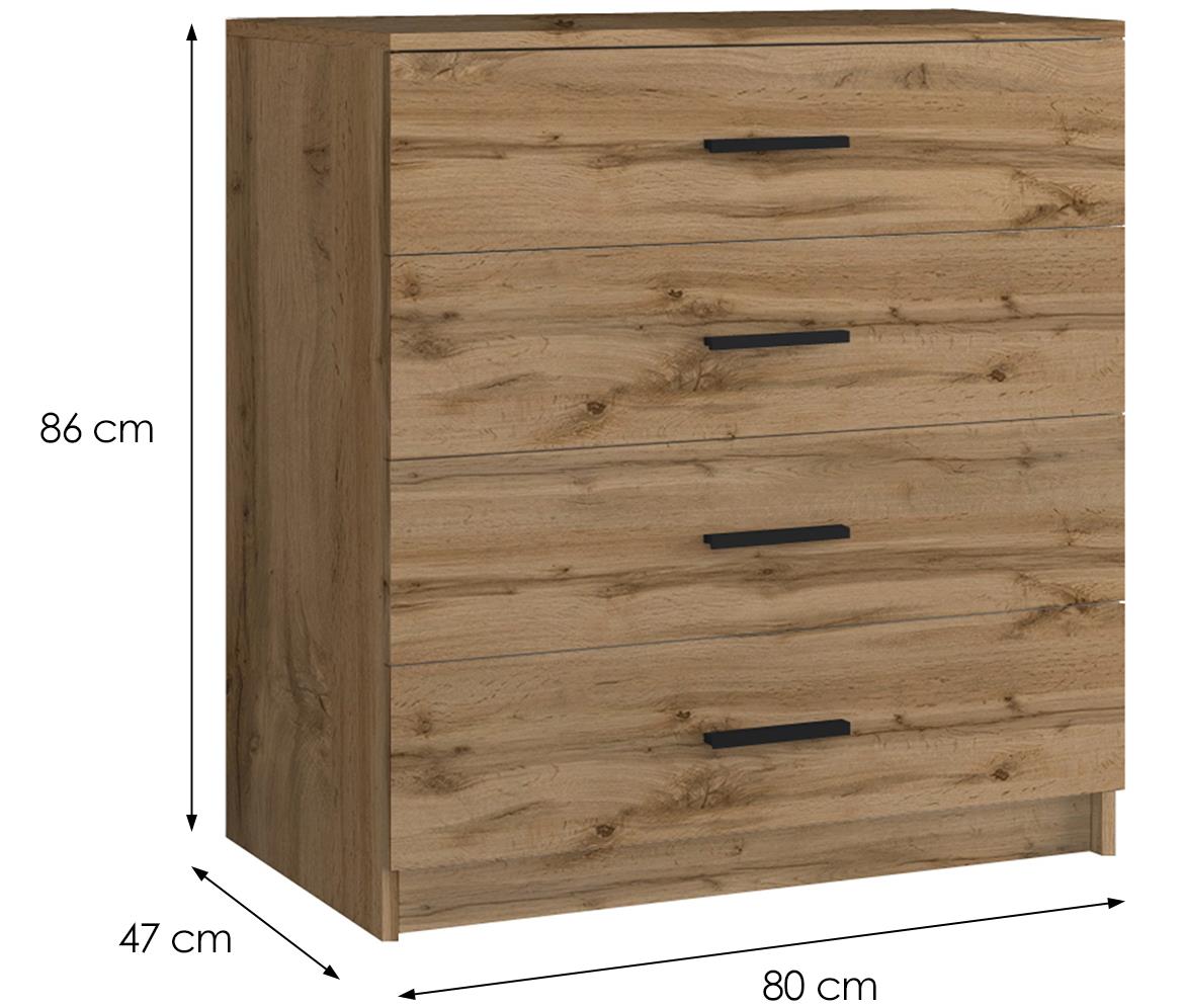 Duo 4S komoda 4 fioke 80x47x86 cm natur (wotan hrast)