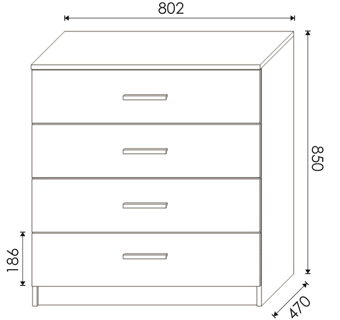 Duo 4S komoda 4 fioke 80x47x86 cm natur (wotan hrast)