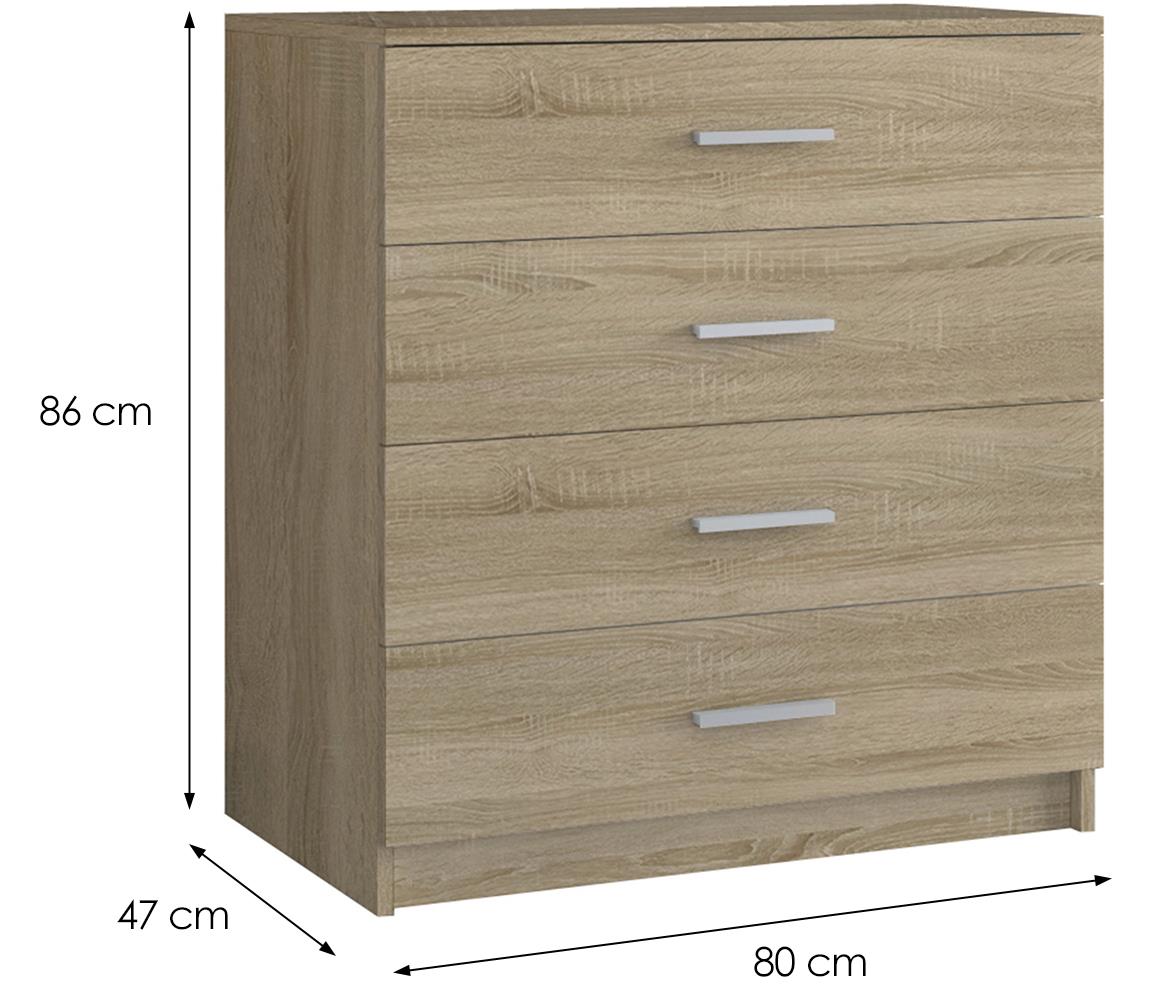 Duo 4S komoda 4 fioke 80x47x86 cm natur (sonoma hrast)