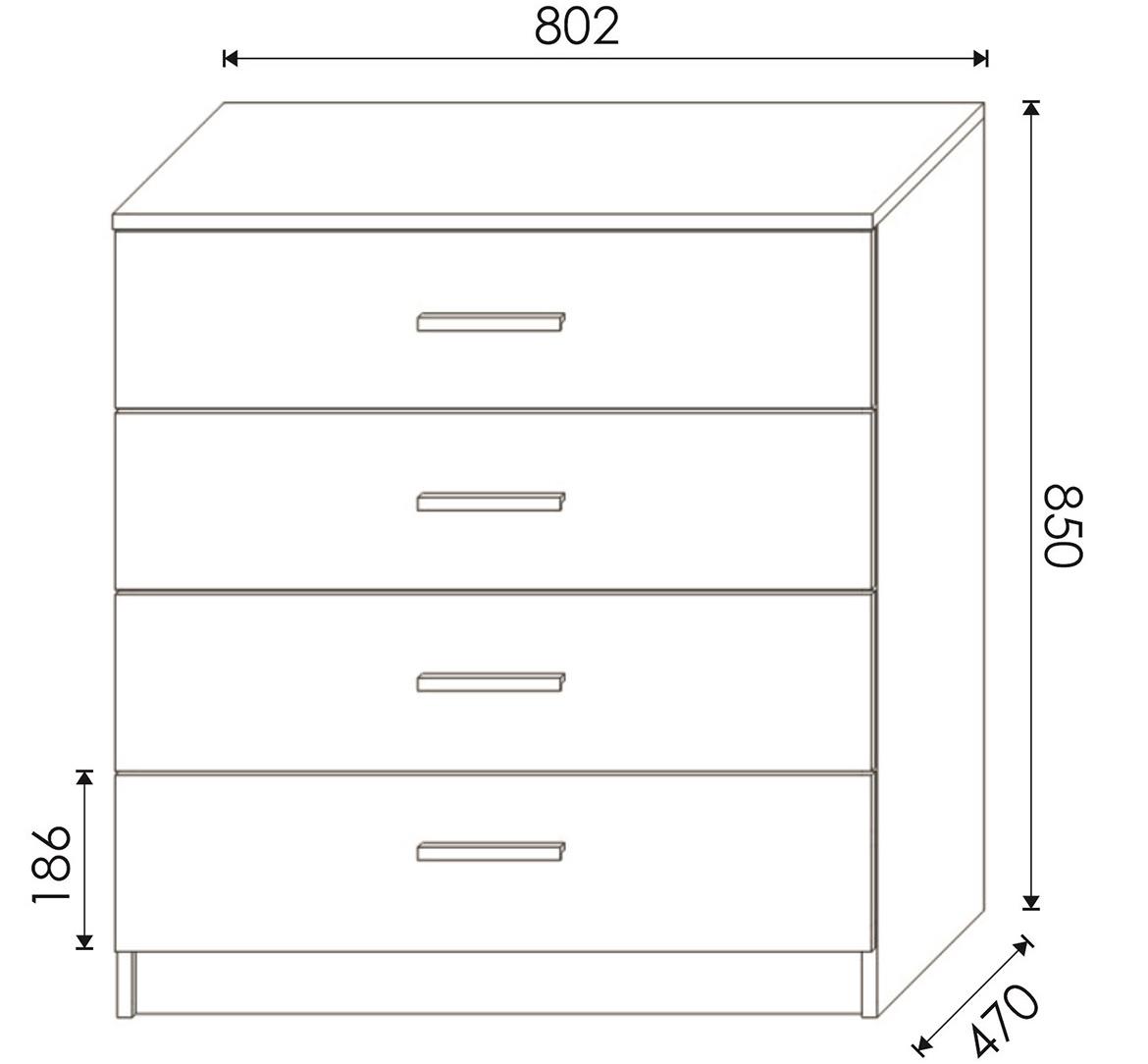 Duo 4S komoda 4 fioke 80x47x86 cm natur (sonoma hrast)