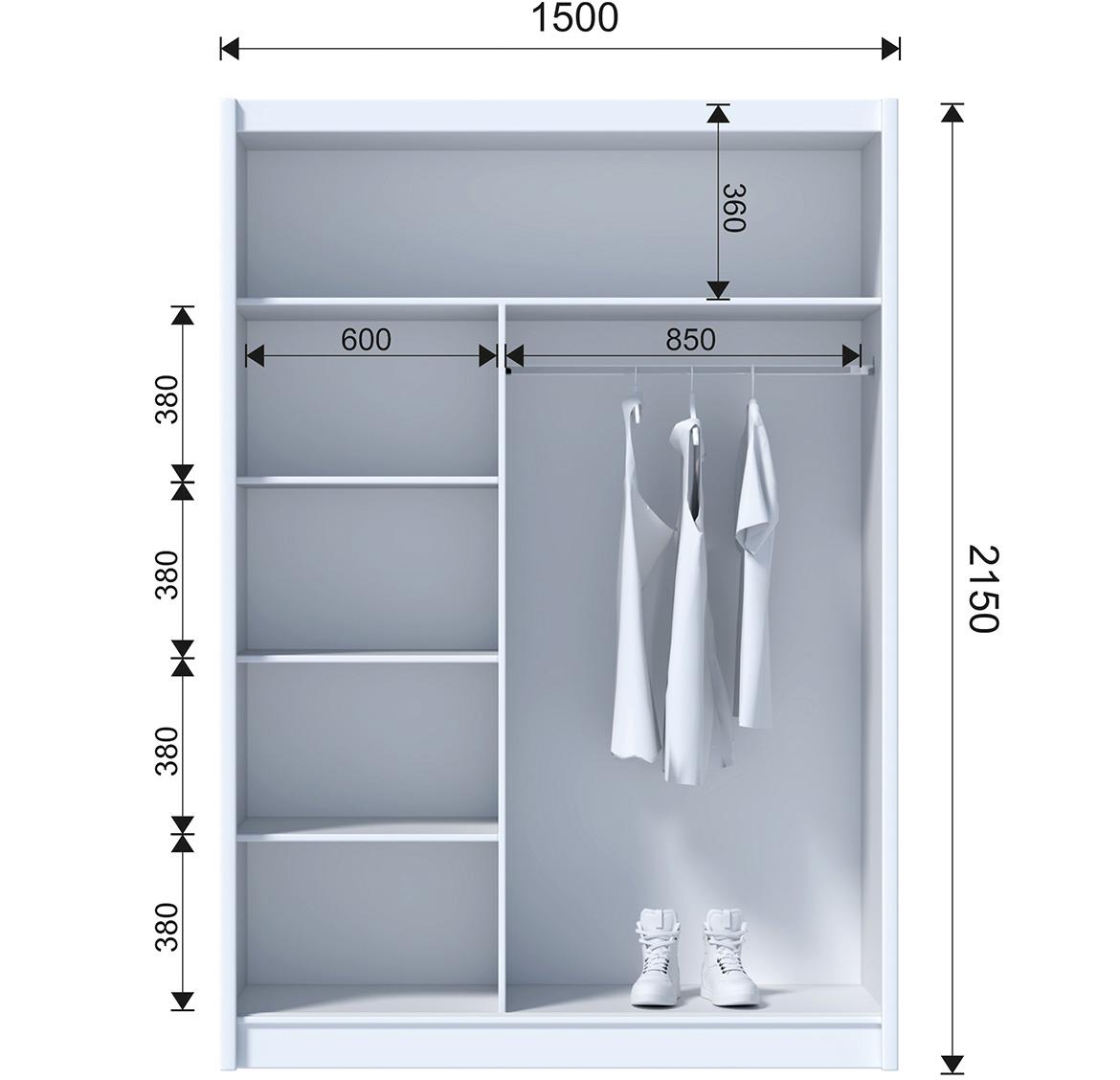 Multi 150 klizni ormar 2 vrata 150x61x215 cm hrast