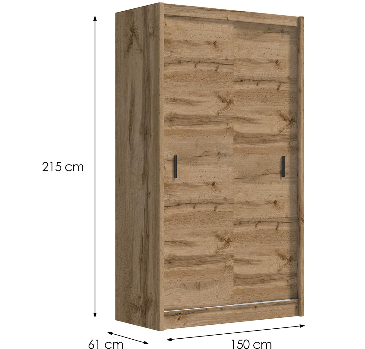 Multi 150 klizni ormar 2 vrata 150x61x215 cm natur (wotan hrast)