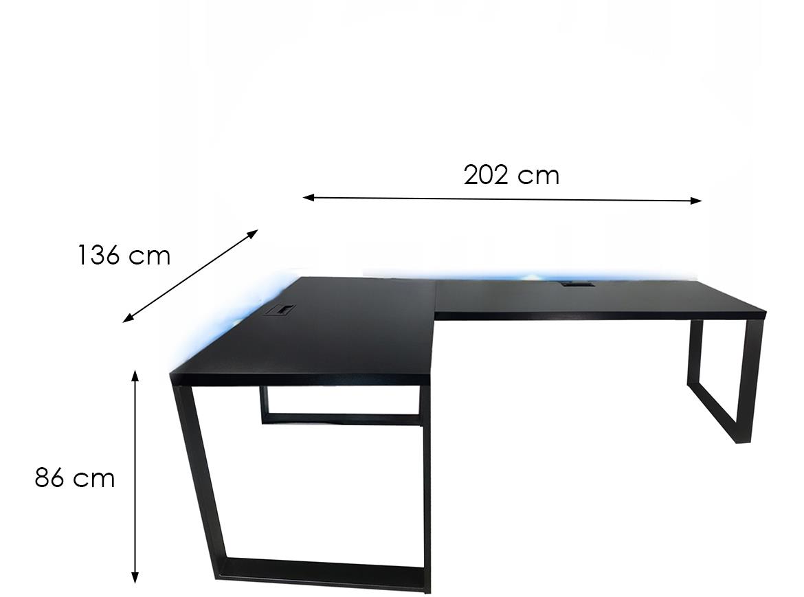 Top Loft model 2 radni sto 202x136x86 crni