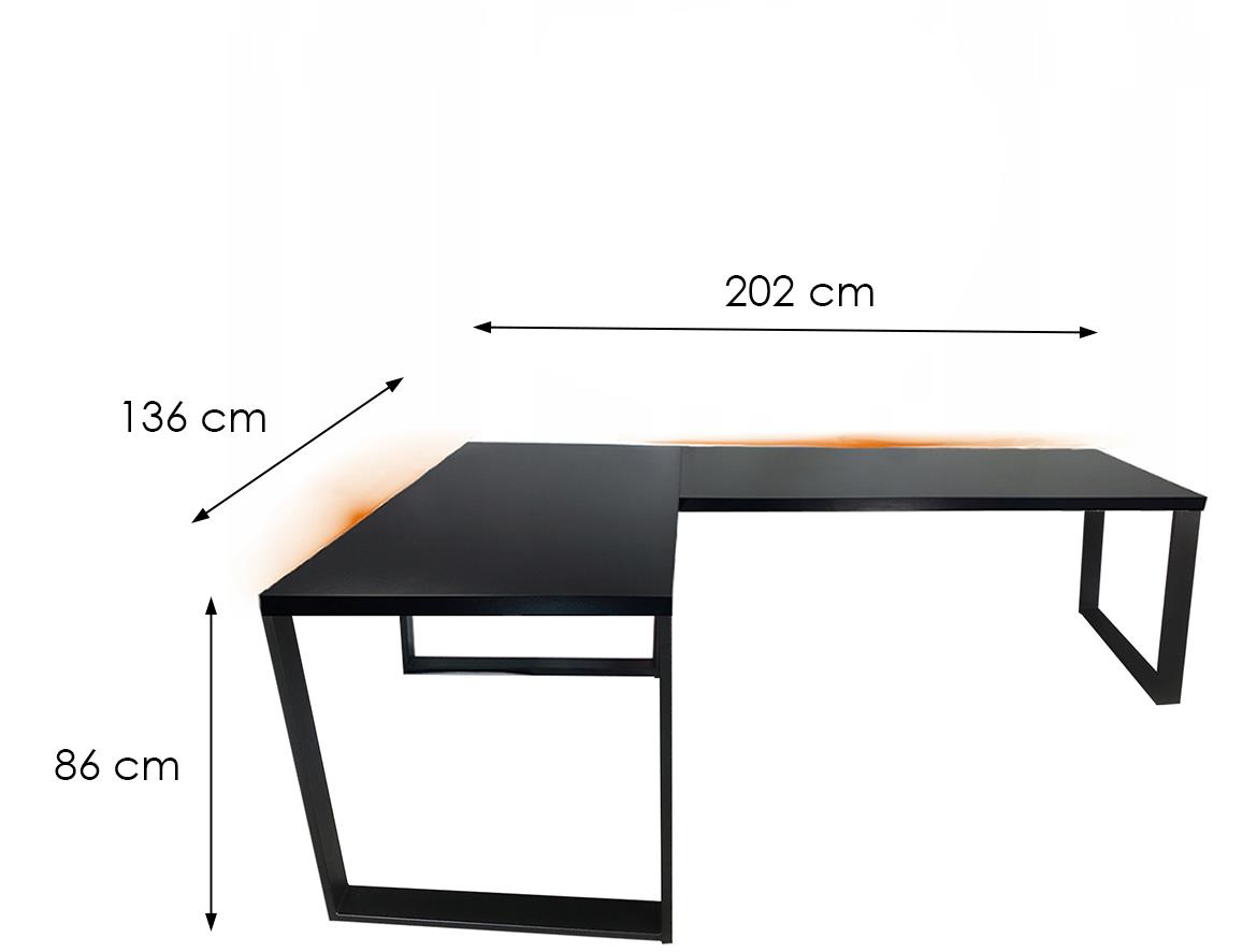 Low Loft model 1 radni sto 202x136x86 crni