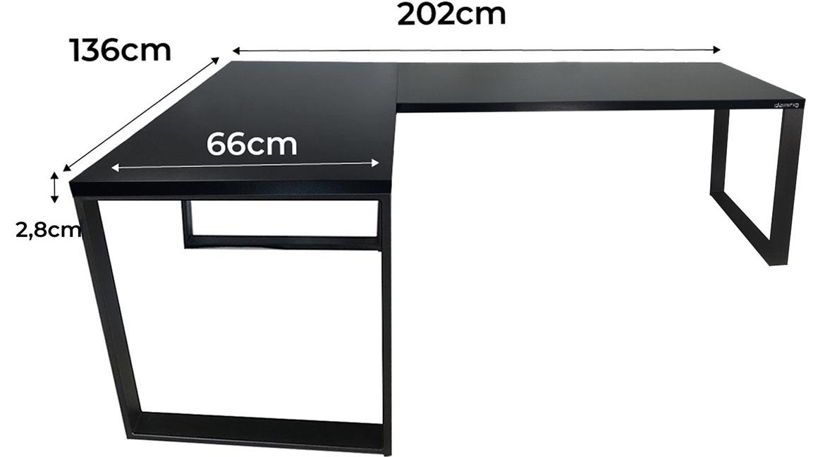 Low Loft model 0 radni sto 202x136x86 crni