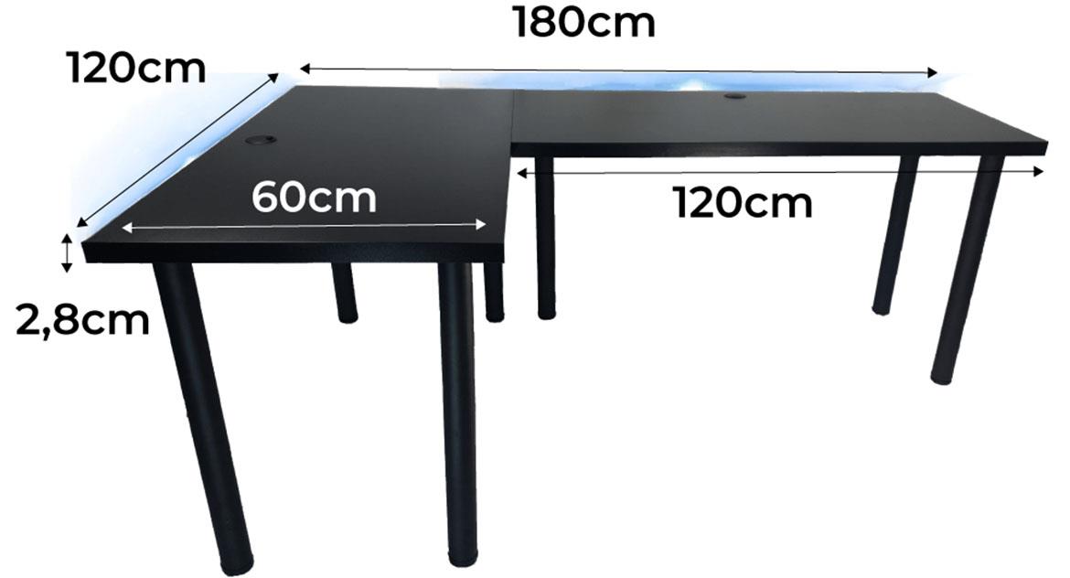 Top model 2 radni sto 180x120x86 crni