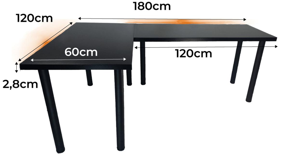 Top model 1 radni sto 180x120x86 crni