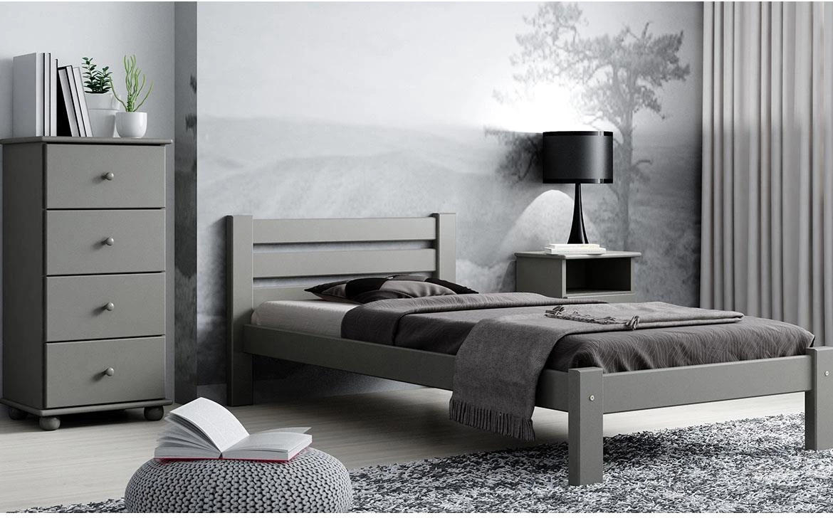 Adek drveni krevet bez podnice 102x210x72 cm sivi