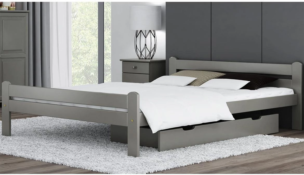 Dorota drveni krevet bez podnice 132x205x58 cm sivi