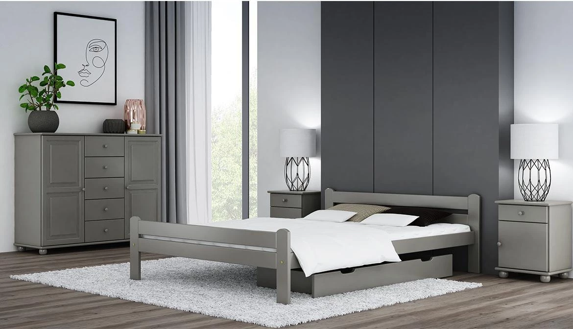 Dorota drveni krevet bez podnice 132x205x58 cm sivi