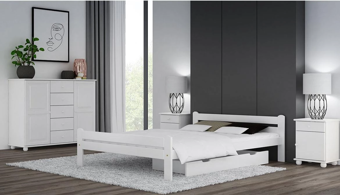 Dorota drveni krevet bez podnice 152x205x58 cm beli