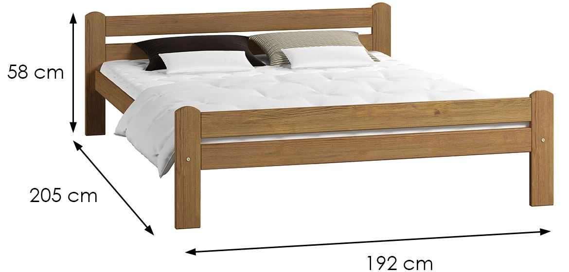 Dorota drveni krevet bez podnice 192x205x58 cm hrast