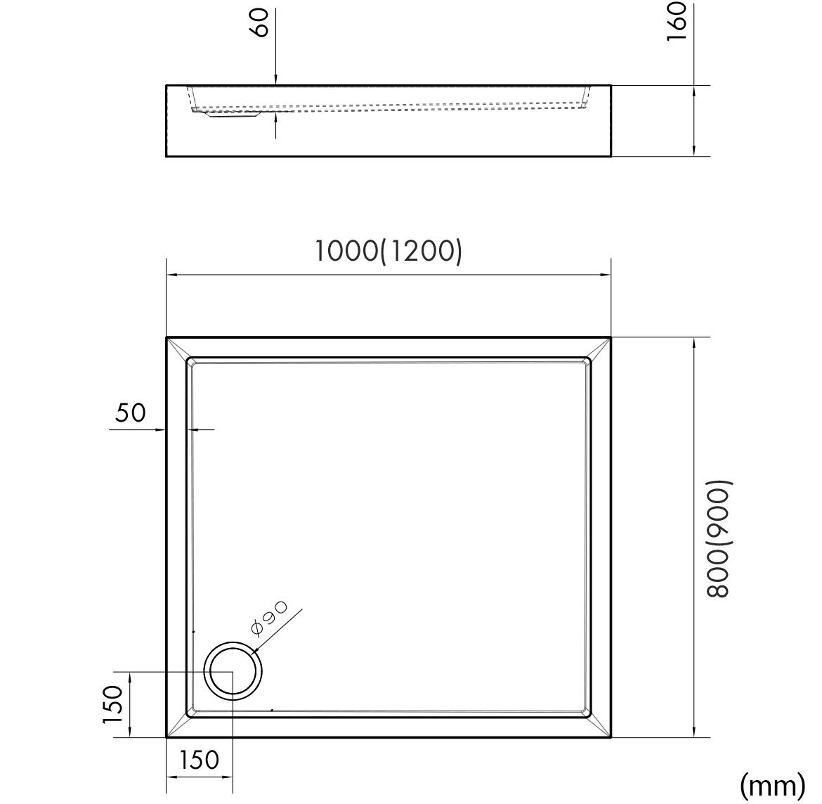 Tuš kada Astrix 90x120x16 crna AQM4747CST