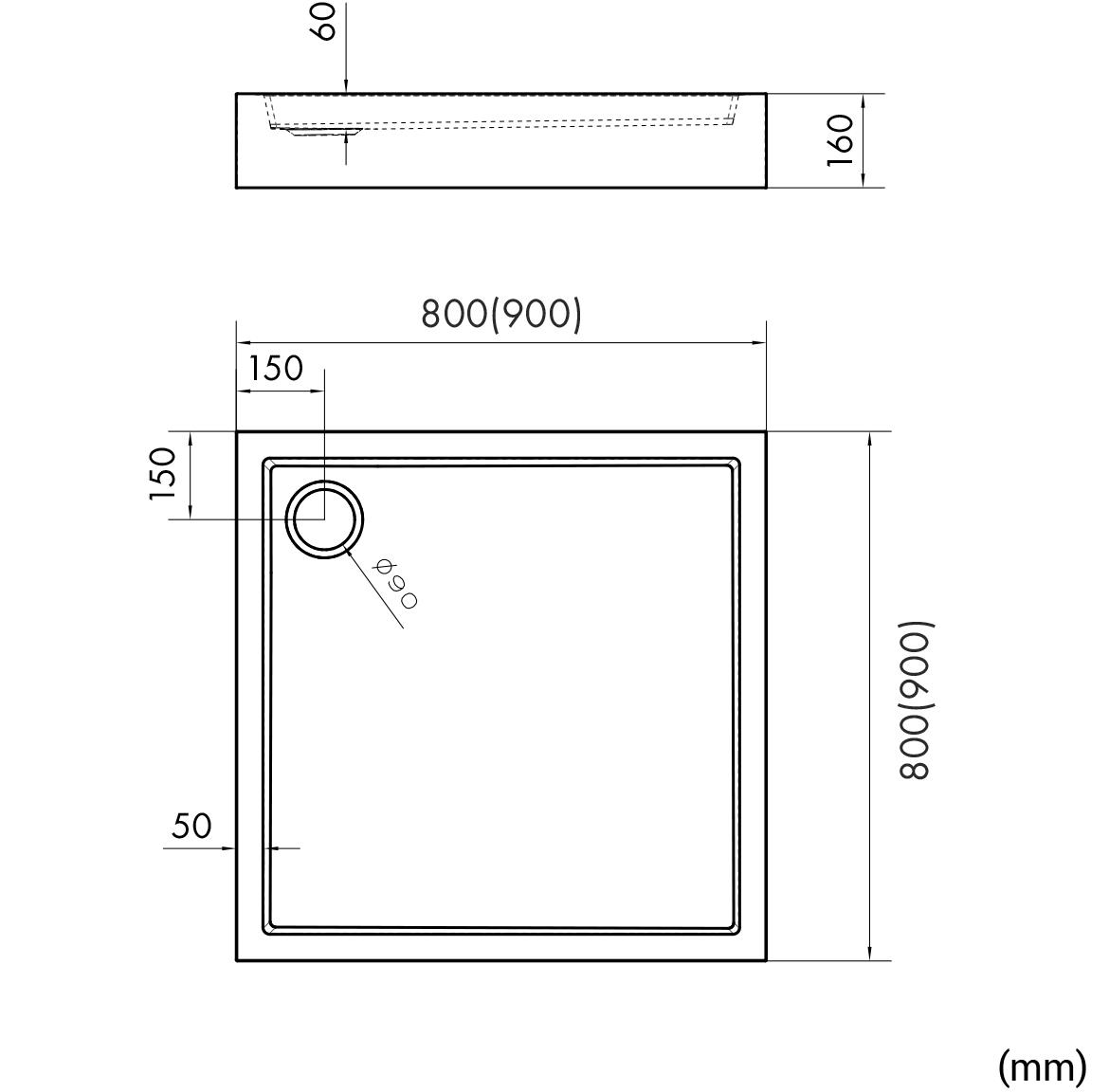 Tuš kada Astrix 90x90x16 crna AQM4731CST