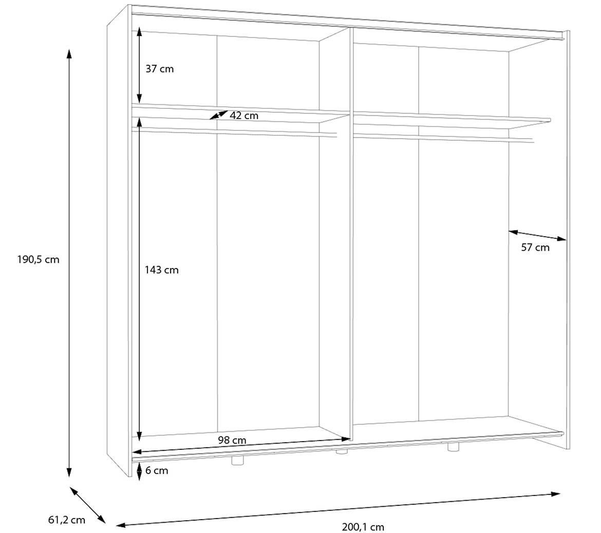 SchachMatt SHMS42231 kl.ormar 2 vrata 190,1x61,2x190,5 cm beli