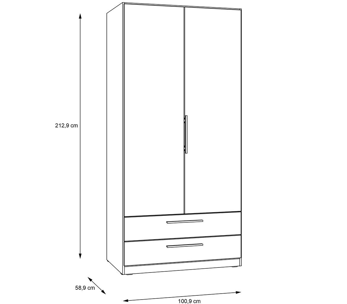 Cadixo cdxs87-d78 ormar 2 vrata+2 fioke 100x58,9x212,9 cm natur (arisan hrast)