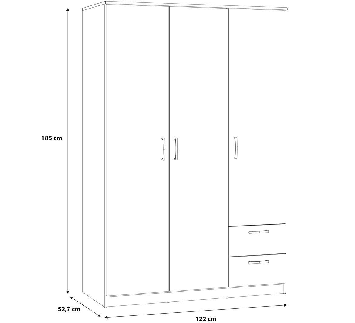 Niko niks84-d78 ormar 3 vrata+2 fioke 122x527x185 cm natur (artisan hrast)