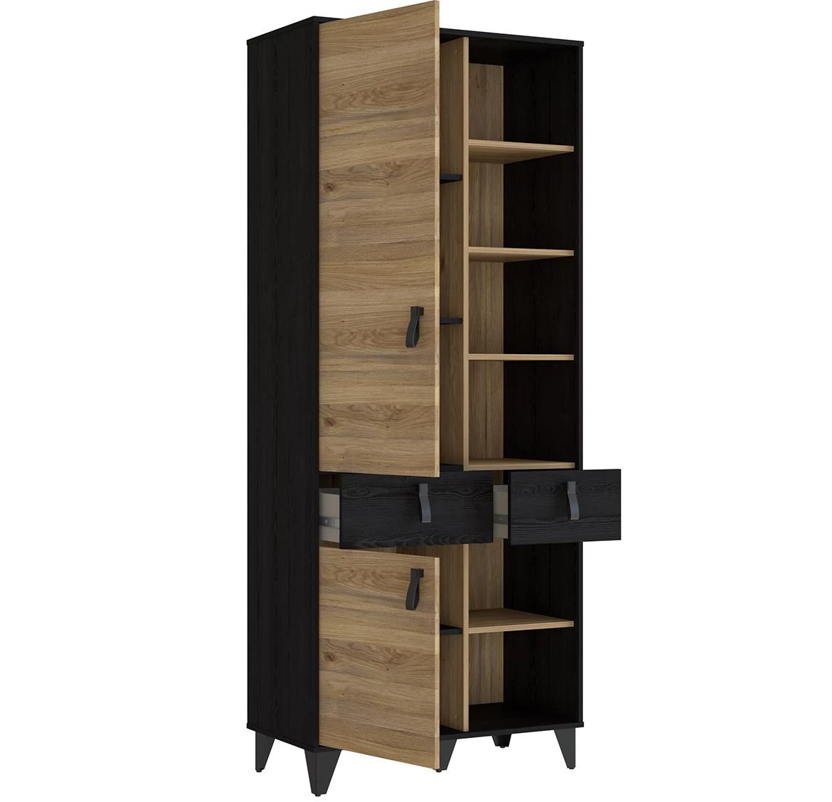 Liona LYAR721-M687 polica 2 vrata+2 fioke 83,1x41,5x200,7 cm hrast/crna