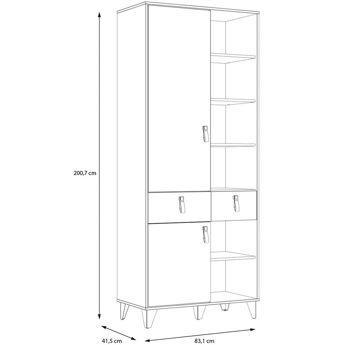 Liona LYAR721-M687 polica 2 vrata+2 fioke 83,1x41,5x200,7 cm hrast/crna