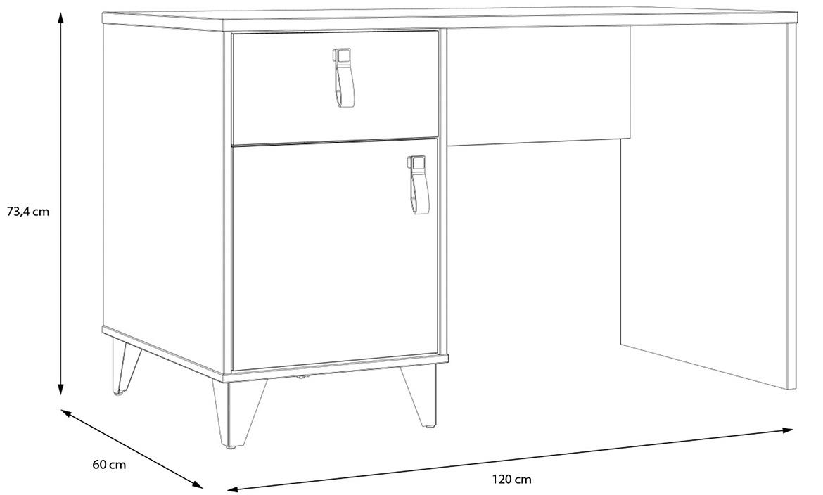 Liona LYAB211-M687 radni sto 1 vrata+1 fioka 120x60x73,4 cm crni/hrast