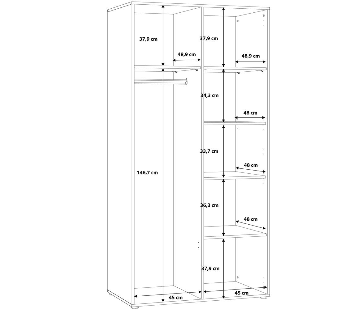 Mokkaro ormar 2 vrata 94,7x52,7x190,5 cm hrast/crni