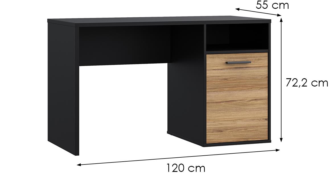 Mokkaro radni sto 1 vrata 120x55x72,2 cm crni/hrast