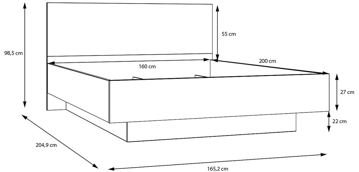 Whiteheaven LNBL4162-D85 krevet sa podnicom 165,2x204,9x98,5 cm hrast